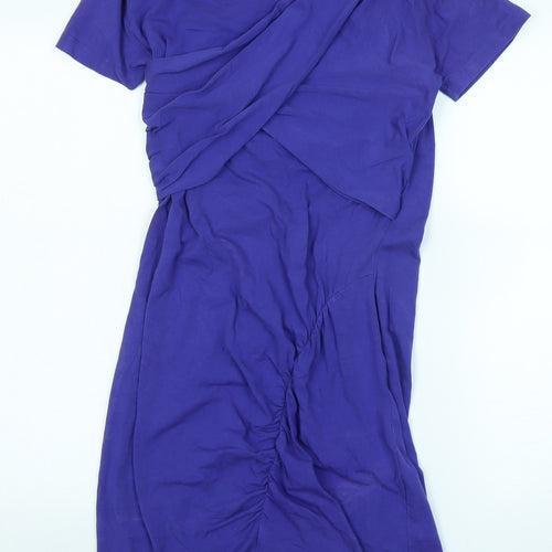 Carven Womens Purple Cotton Bodycon Size L Crew Neck - Logo