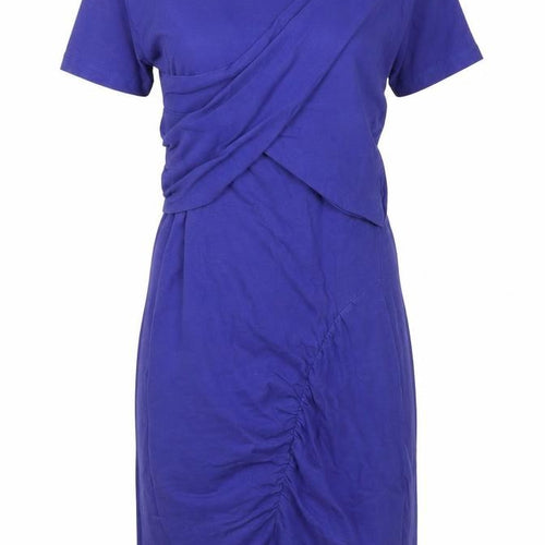 Carven Womens Purple Cotton Bodycon Size L Crew Neck - Logo