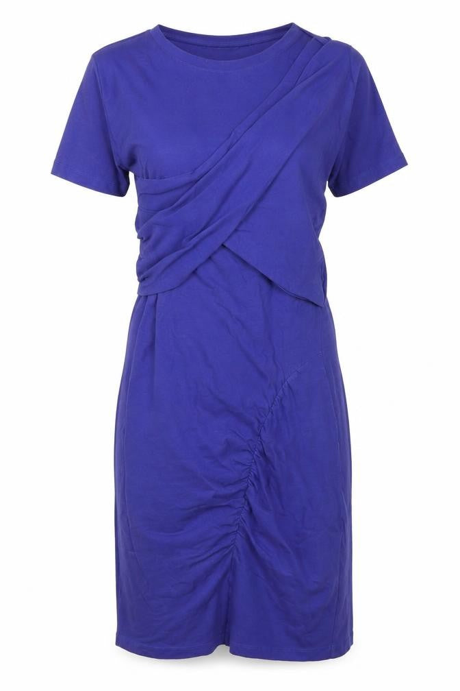 Carven Womens Purple Cotton Bodycon Size L Crew Neck - Logo