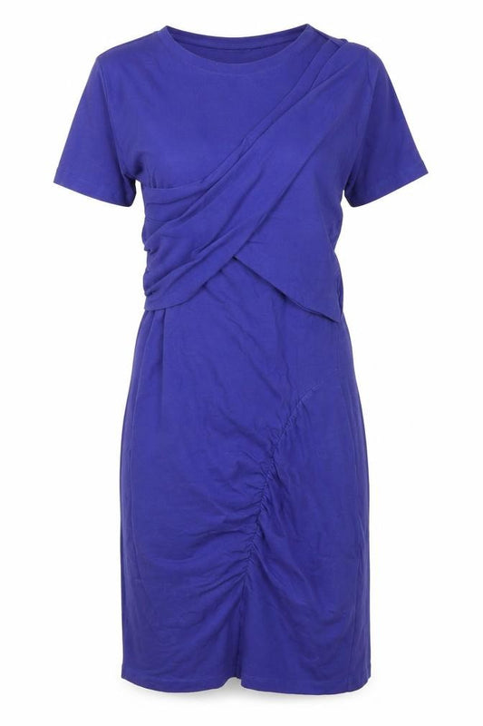 Carven Womens Purple Cotton Bodycon Size L Crew Neck - Logo