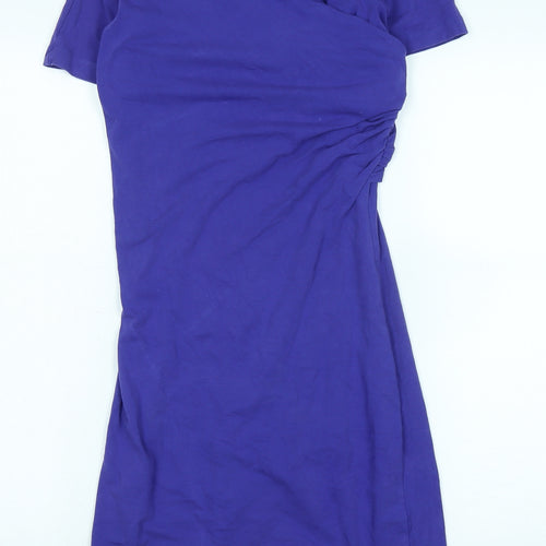 Carven Womens Purple Cotton Bodycon Size L Crew Neck - Logo