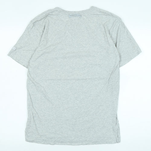 Pussers navy Mens Grey Cotton T-Shirt Size S Crew Neck - Logo