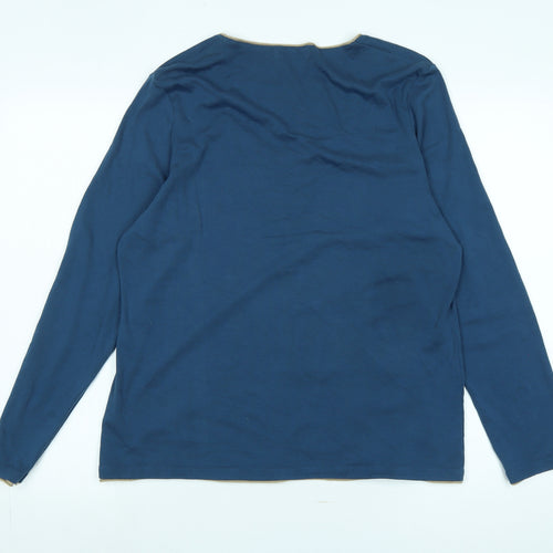 Boden Womens Blue Cotton Jersey T-Shirt Size 20 Scoop Neck - Logo - Flower detail