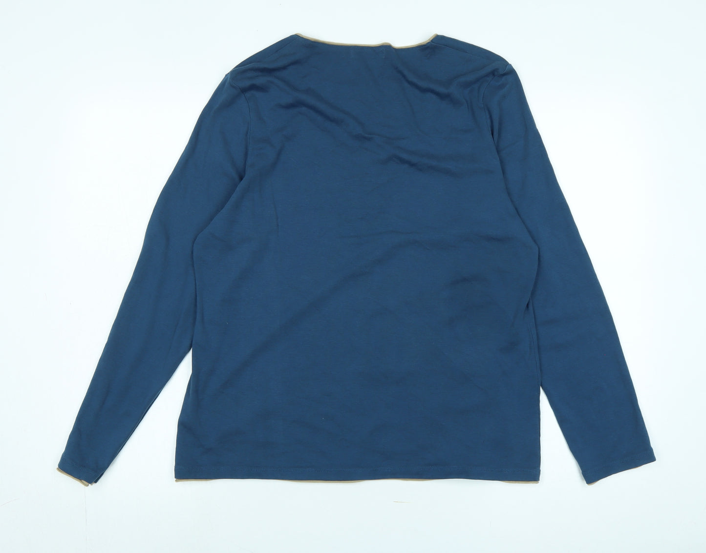 Boden Womens Blue Cotton Jersey T-Shirt Size 20 Scoop Neck - Logo - Flower detail