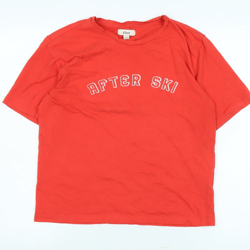 After ski Womens Red Cotton Basic T-Shirt Size S Crew Neck - Logo