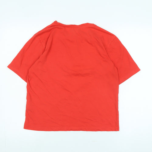 After ski Womens Red Cotton Basic T-Shirt Size S Crew Neck - Logo