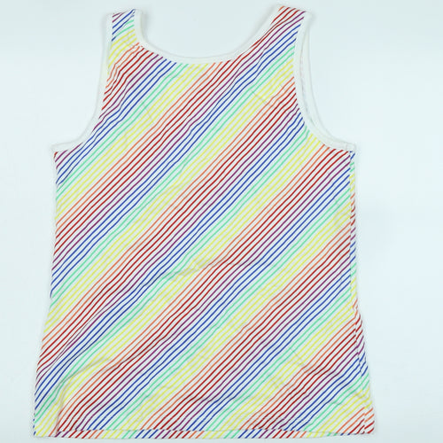 Lands' End Womens Multicoloured Striped Cotton Basic Tank Size M Scoop Neck - Logo