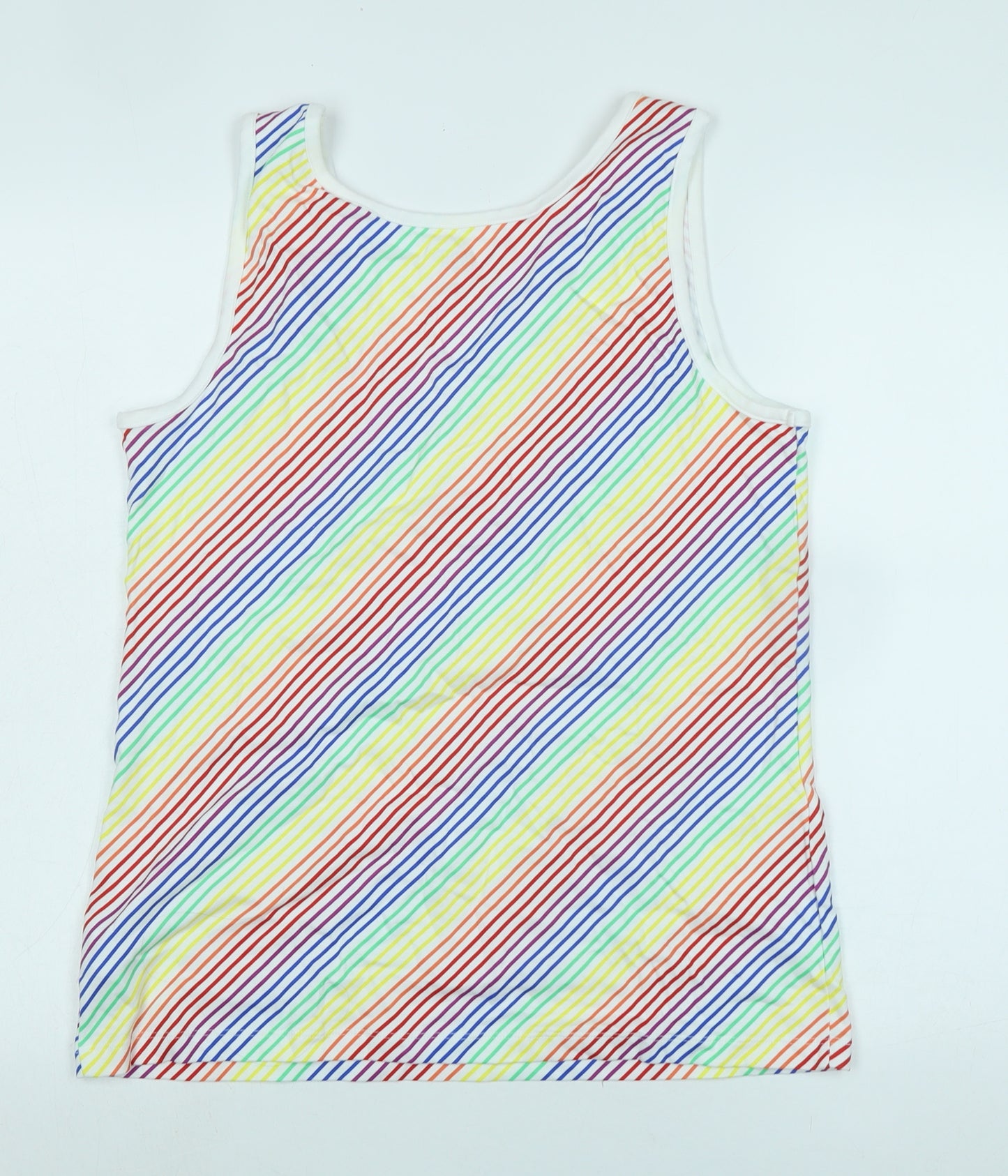 Lands' End Womens Multicoloured Striped Cotton Basic Tank Size M Scoop Neck - Logo