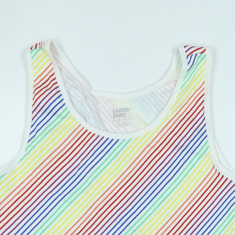 Lands' End Womens Multicoloured Striped Cotton Basic Tank Size M Scoop Neck - Logo