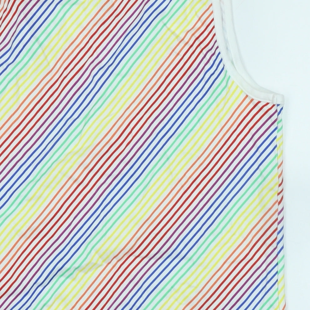 Lands' End Womens Multicoloured Striped Cotton Basic Tank Size M Scoop Neck - Logo