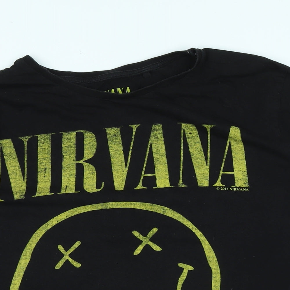 Nirvana Mens Black Cotton T-Shirt Size M Crew Neck - Logo - NIRVANA