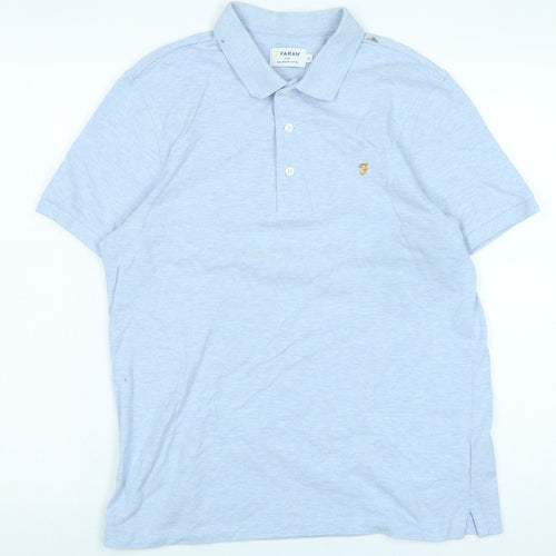 Farah Mens Blue Cotton Polo Size M Collared - Logo