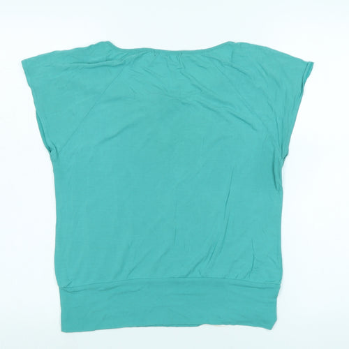 Reiss Womens Green Cotton Basic T-Shirt Size M Scoop Neck - Logo