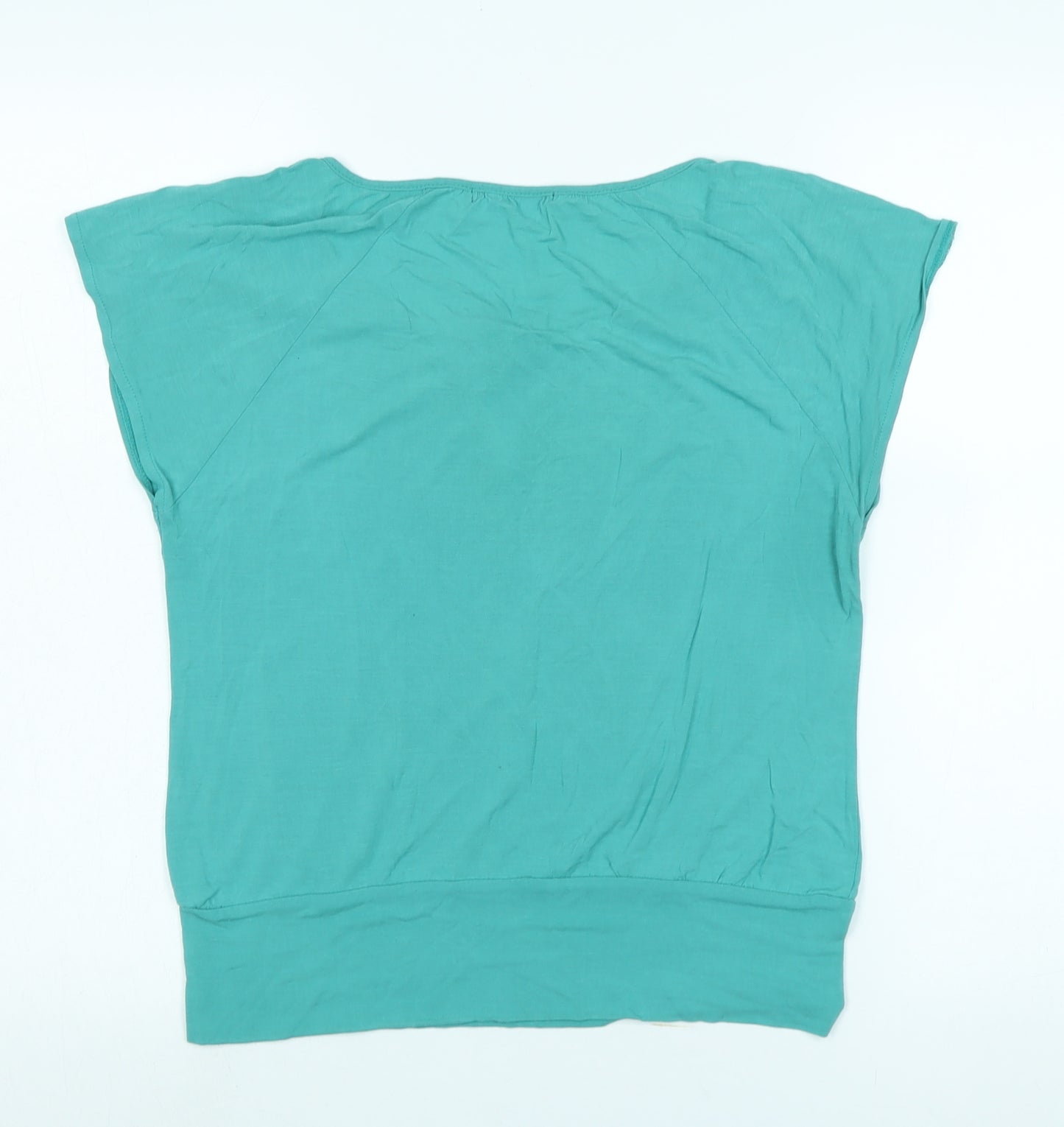 Reiss Womens Green Cotton Basic T-Shirt Size M Scoop Neck - Logo