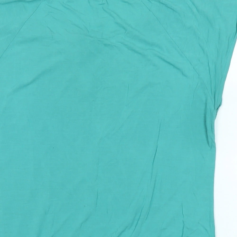 Reiss Womens Green Cotton Basic T-Shirt Size M Scoop Neck - Logo