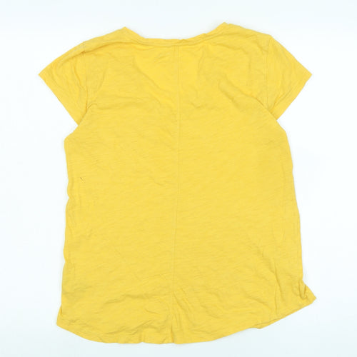 Gap Womens Yellow Cotton Basic T-Shirt Size S V-Neck - Logo