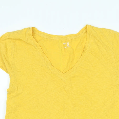 Gap Womens Yellow Cotton Basic T-Shirt Size S V-Neck - Logo