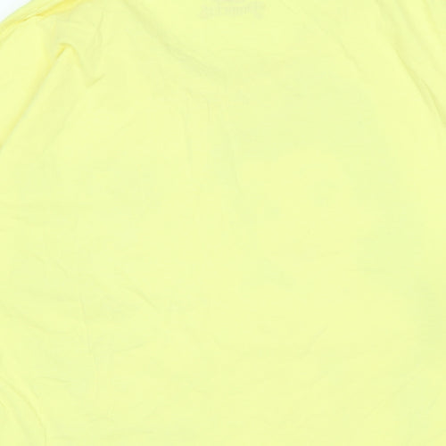 Disney Womens Yellow Cotton Basic T-Shirt Size L Scoop Neck - Logo - Sleeping beauty