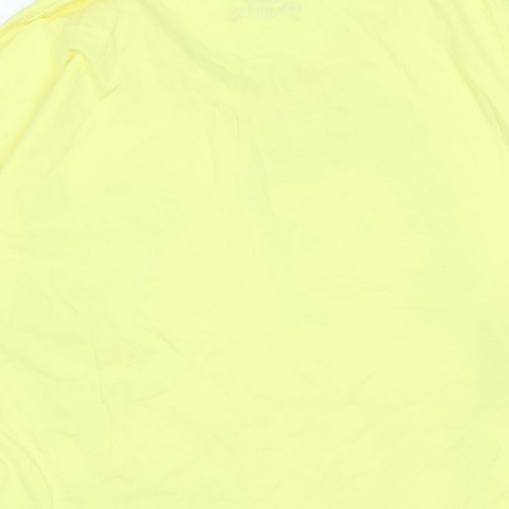 Disney Womens Yellow Cotton Basic T-Shirt Size L Scoop Neck - Logo - Sleeping beauty