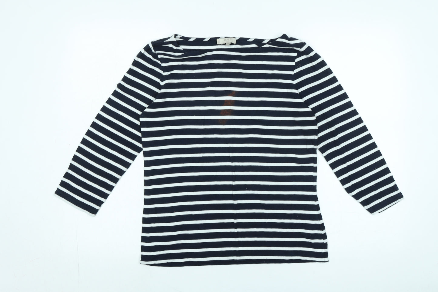 Hobbs Womens Blue Cotton Jersey T-Shirt Size M Boat Neck - Logo