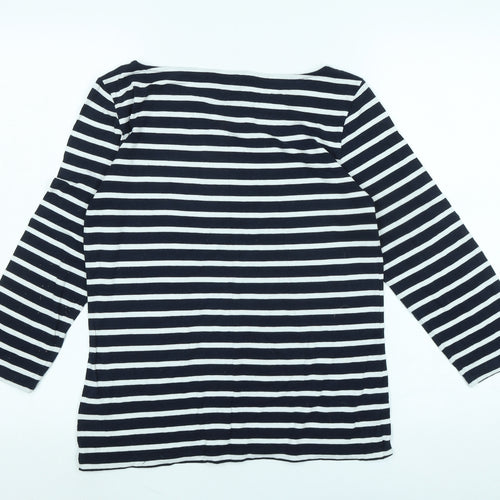 Hobbs Womens Blue Cotton Jersey T-Shirt Size M Boat Neck - Logo
