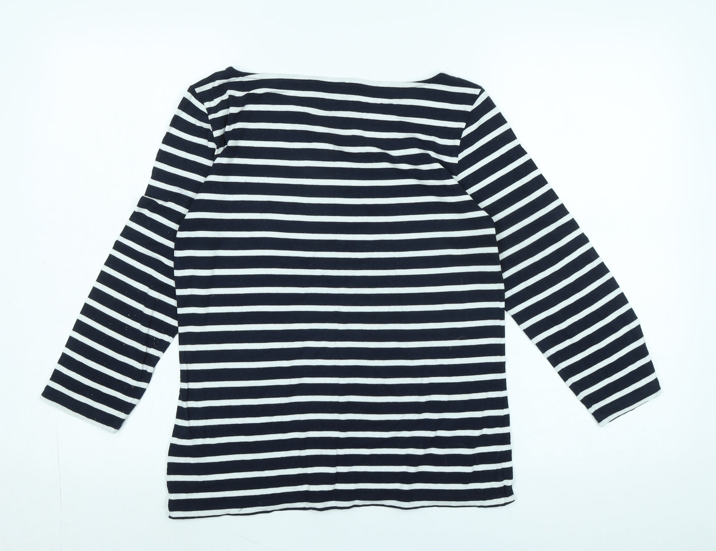 Hobbs Womens Blue Cotton Jersey T-Shirt Size M Boat Neck - Logo