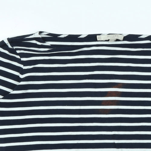 Hobbs Womens Blue Cotton Jersey T-Shirt Size M Boat Neck - Logo