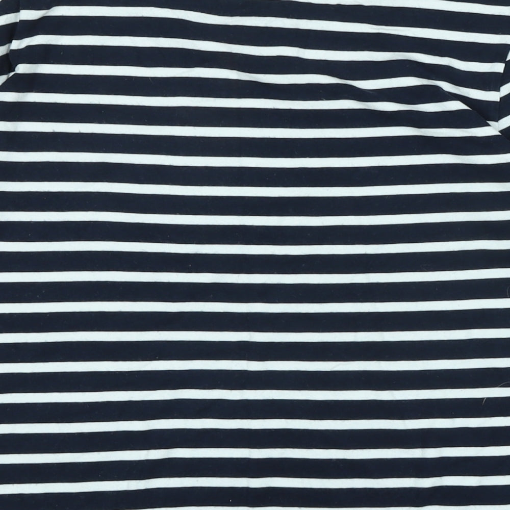 Hobbs Womens Blue Cotton Jersey T-Shirt Size M Boat Neck - Logo