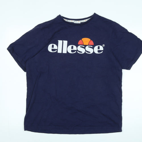 ellesse Mens Blue Cotton T-Shirt Size XL Crew Neck - Logo -Ellesse