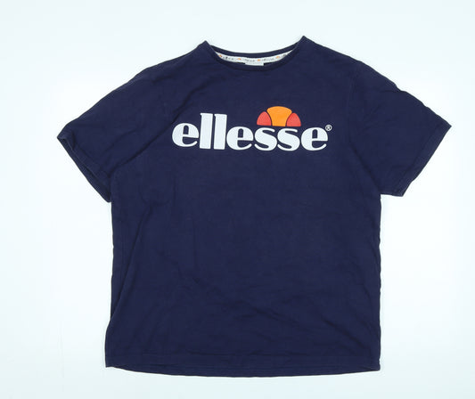 ellesse Mens Blue Cotton T-Shirt Size XL Crew Neck - Logo -Ellesse