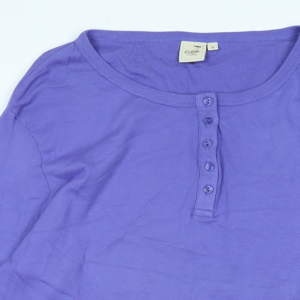 Cotton Traders Womens Purple Cotton Jersey T-Shirt Size 18 Scoop Neck - Logo