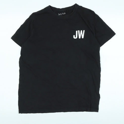 Jack Wills Mens Black Cotton T-Shirt Size S Crew Neck - Logo