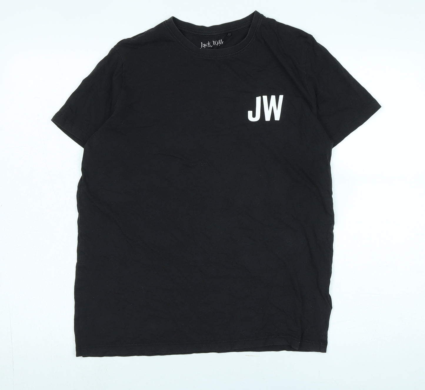 Jack Wills Mens Black Cotton T-Shirt Size S Crew Neck - Logo