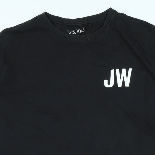 Jack Wills Mens Black Cotton T-Shirt Size S Crew Neck - Logo