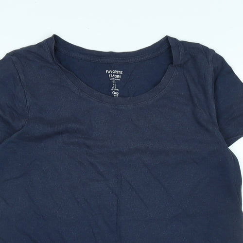Gap Womens Blue Cotton Basic T-Shirt Size M V-Neck - Logo