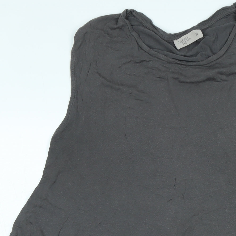 Label Lab Womens Grey Cotton Tunic T-Shirt Size L Crew Neck - Logo