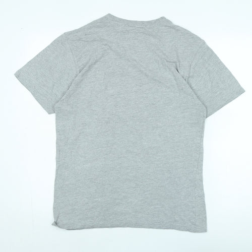 MNUKKA Mens Grey Cotton T-Shirt Size M Crew Neck - Logo