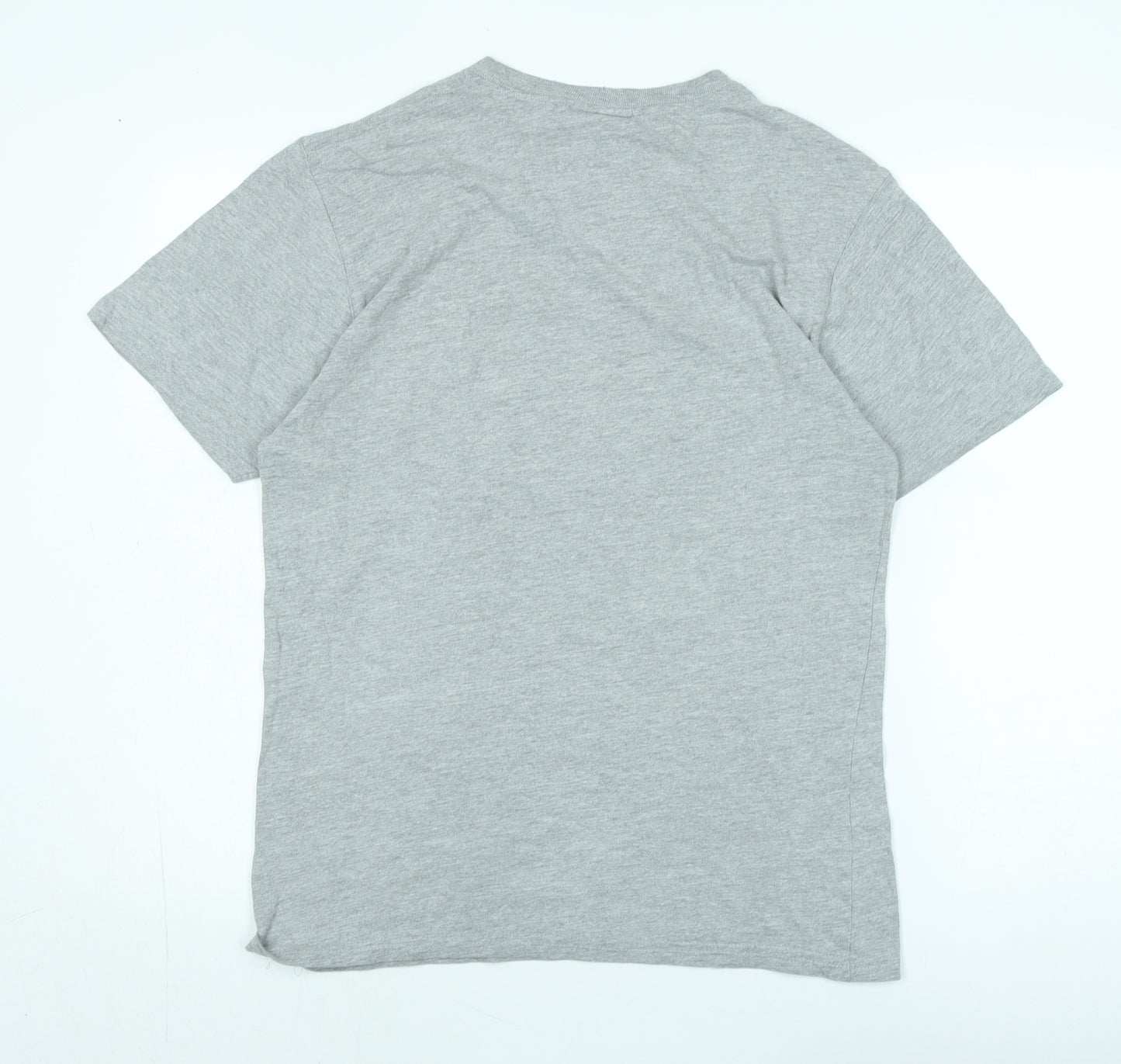 MNUKKA Mens Grey Cotton T-Shirt Size M Crew Neck - Logo