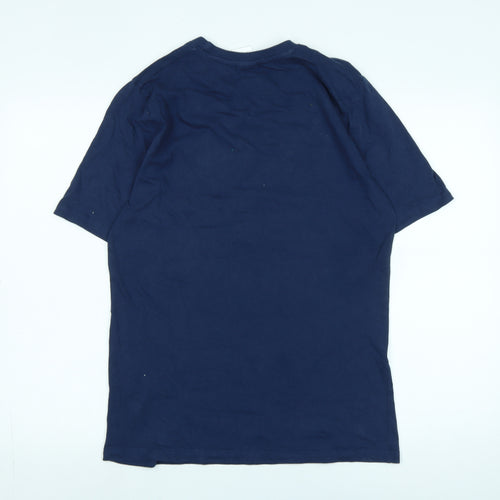 Marvel Mens Blue Cotton T-Shirt Size M Crew Neck - Logo - Spiderman