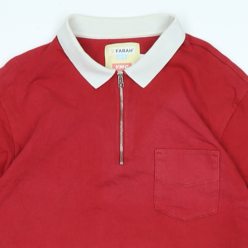 Farah Mens Red Cotton Polo Size L Collared - Logo