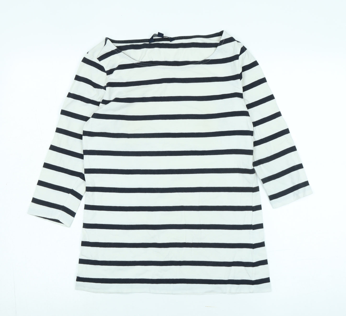 French Connection Womens White Cotton Jersey T-Shirt Size M Boat Neck - Logo