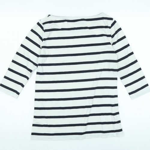 French Connection Womens White Cotton Jersey T-Shirt Size M Boat Neck - Logo