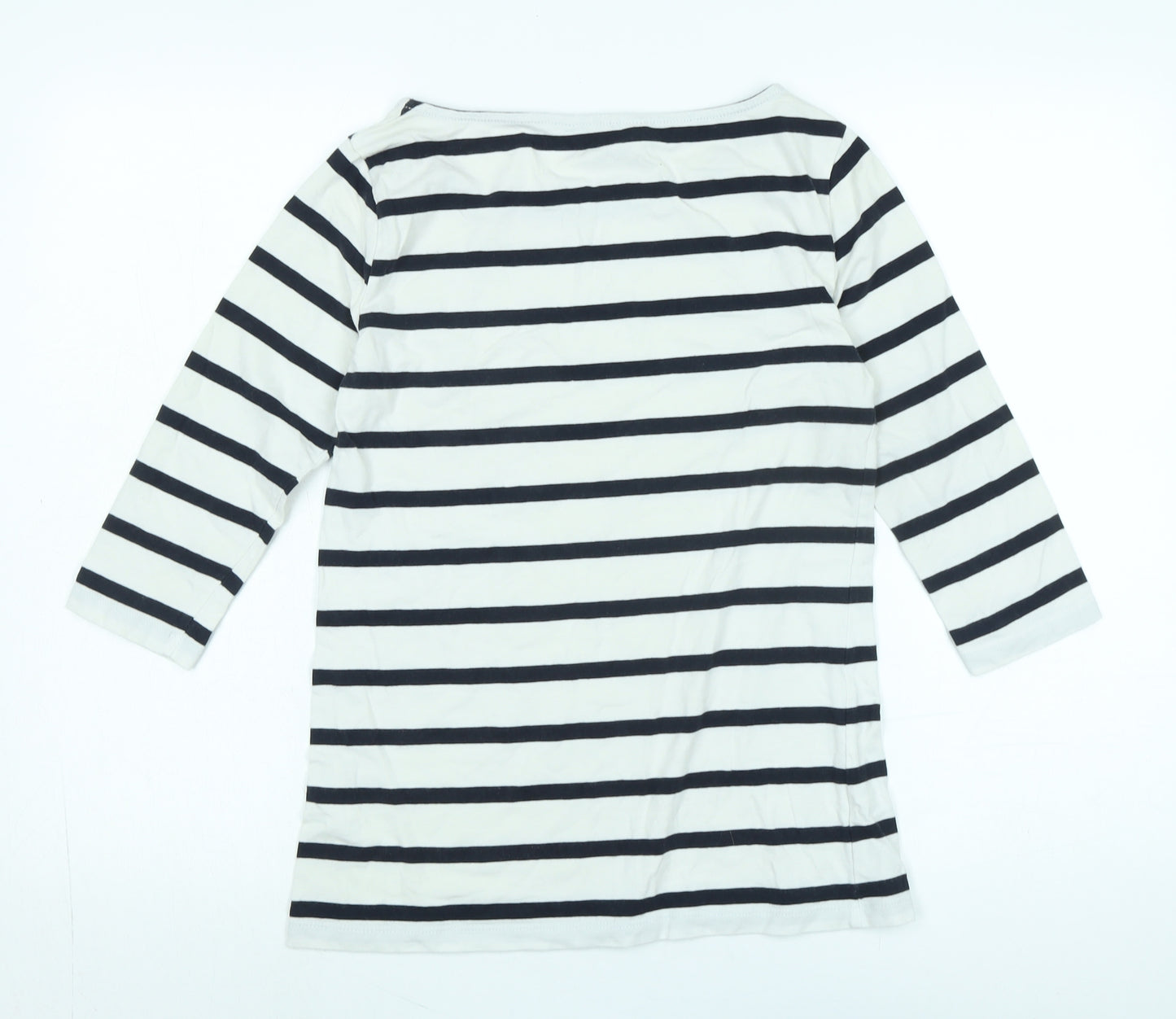 French Connection Womens White Cotton Jersey T-Shirt Size M Boat Neck - Logo