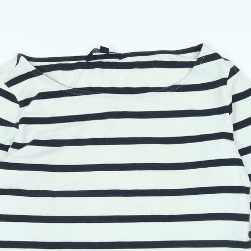 French Connection Womens White Cotton Jersey T-Shirt Size M Boat Neck - Logo