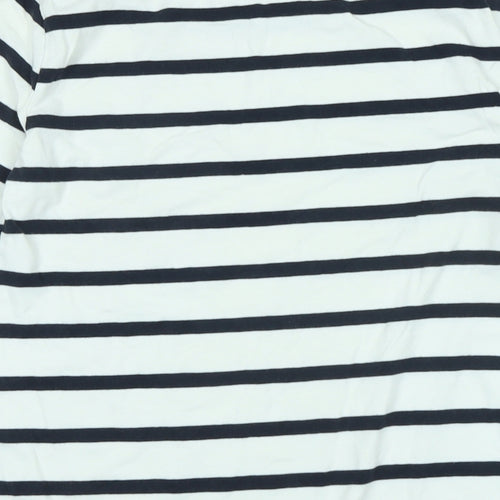 French Connection Womens White Cotton Jersey T-Shirt Size M Boat Neck - Logo