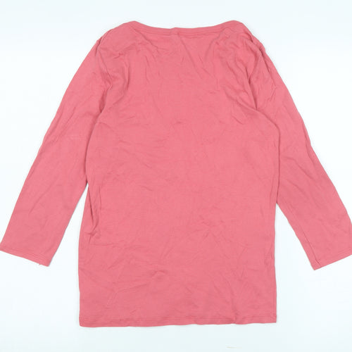United Colors of Benetton Womens Pink Cotton Jersey T-Shirt Size M Boat Neck - Logo