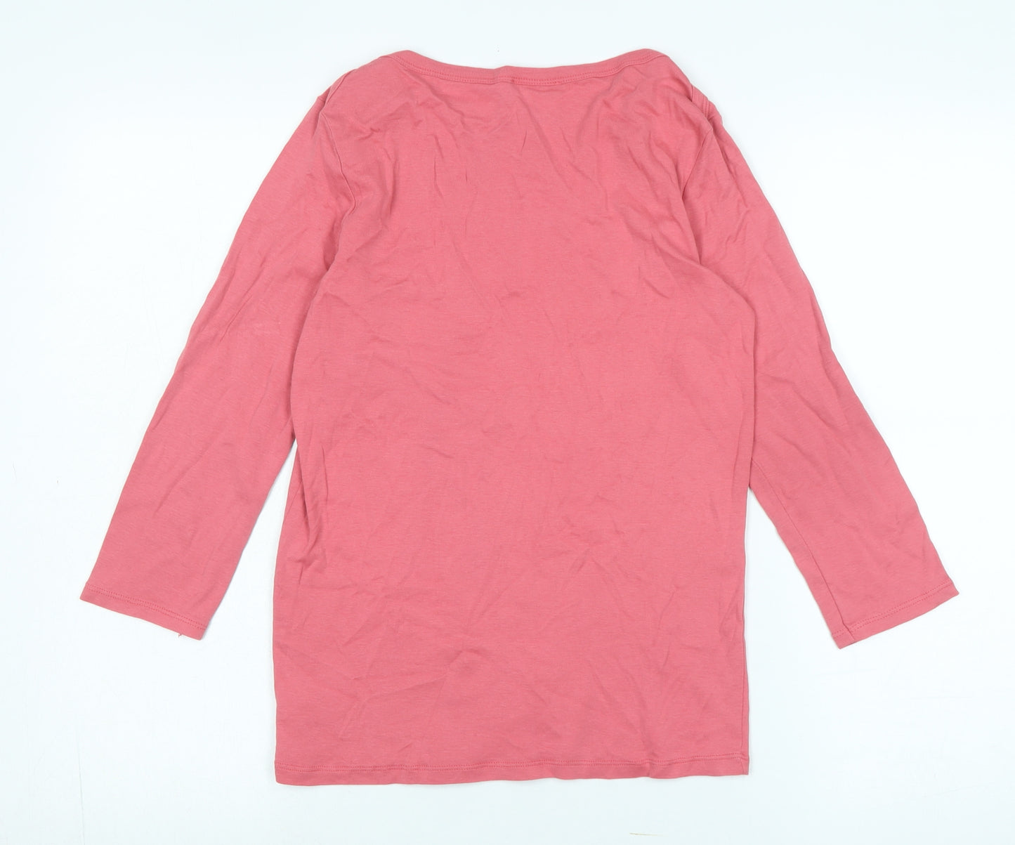 United Colors of Benetton Womens Pink Cotton Jersey T-Shirt Size M Boat Neck - Logo