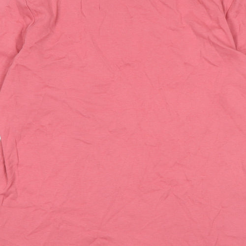 United Colors of Benetton Womens Pink Cotton Jersey T-Shirt Size M Boat Neck - Logo
