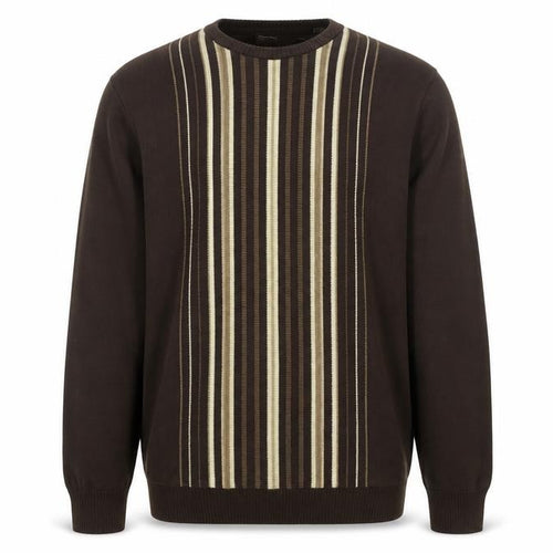 Perry Ellis Mens Brown Crew Neck Acrylic Pullover Jumper Size M Long Sleeve - Logo