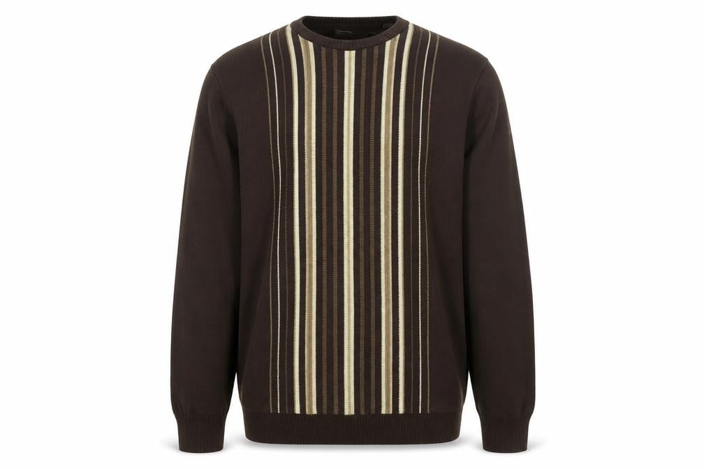 Perry Ellis Mens Brown Crew Neck Acrylic Pullover Jumper Size M Long Sleeve - Logo